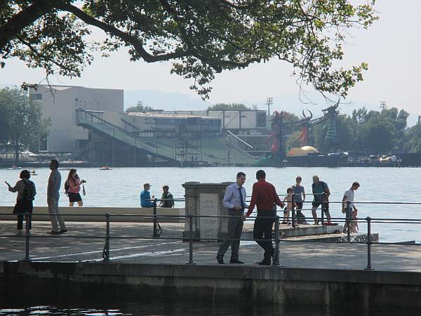 Lake Constance with a view towards Bregenz Festival