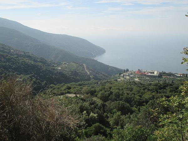 Mount Athos, looking down to the port of Daphne
