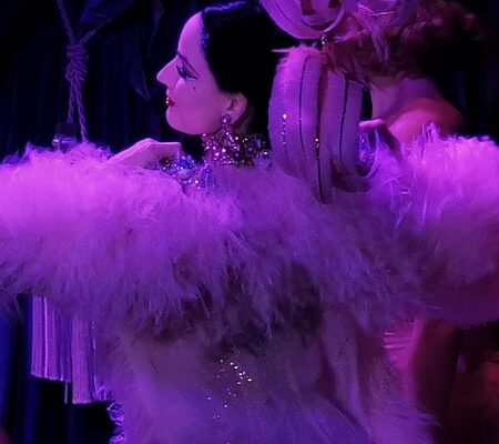 Dita Von Teese in a glorious pink corset in Diamonds and Dust