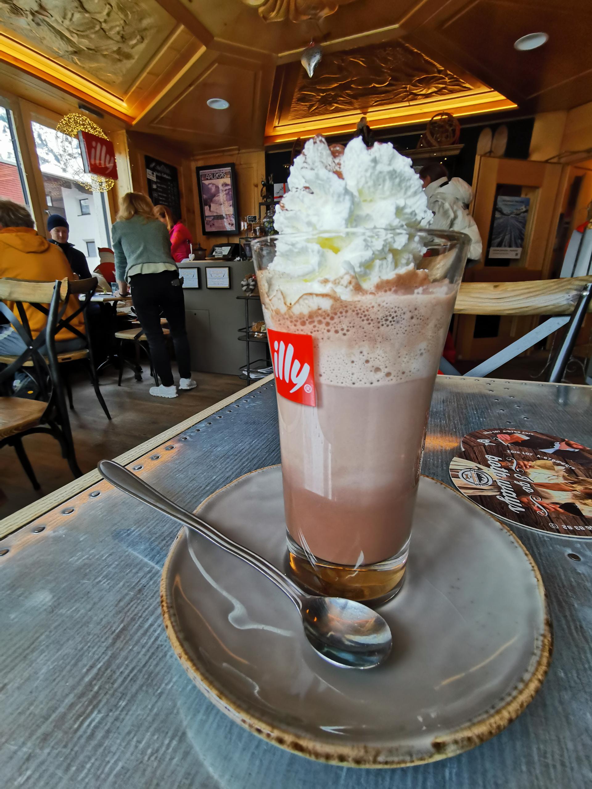 Hot Chocolate in Zurs after skiing