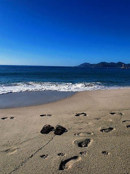 Morning walk along the beach in Cannes